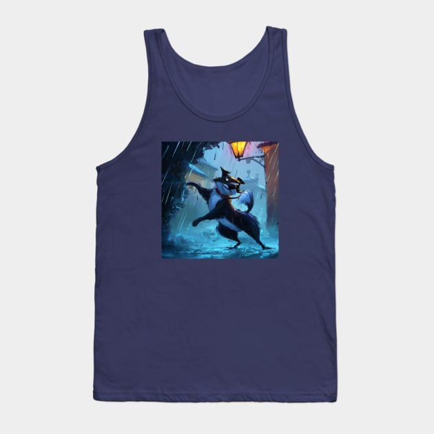 Dedicated Dog Practices Karate in the Rain Tank Top by Star Scrunch